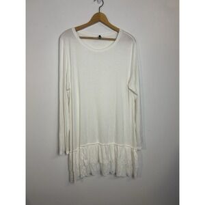 Poliana Plus Mini Dress Plus Size 2X Lightweight Stretch White Ruffle Hem